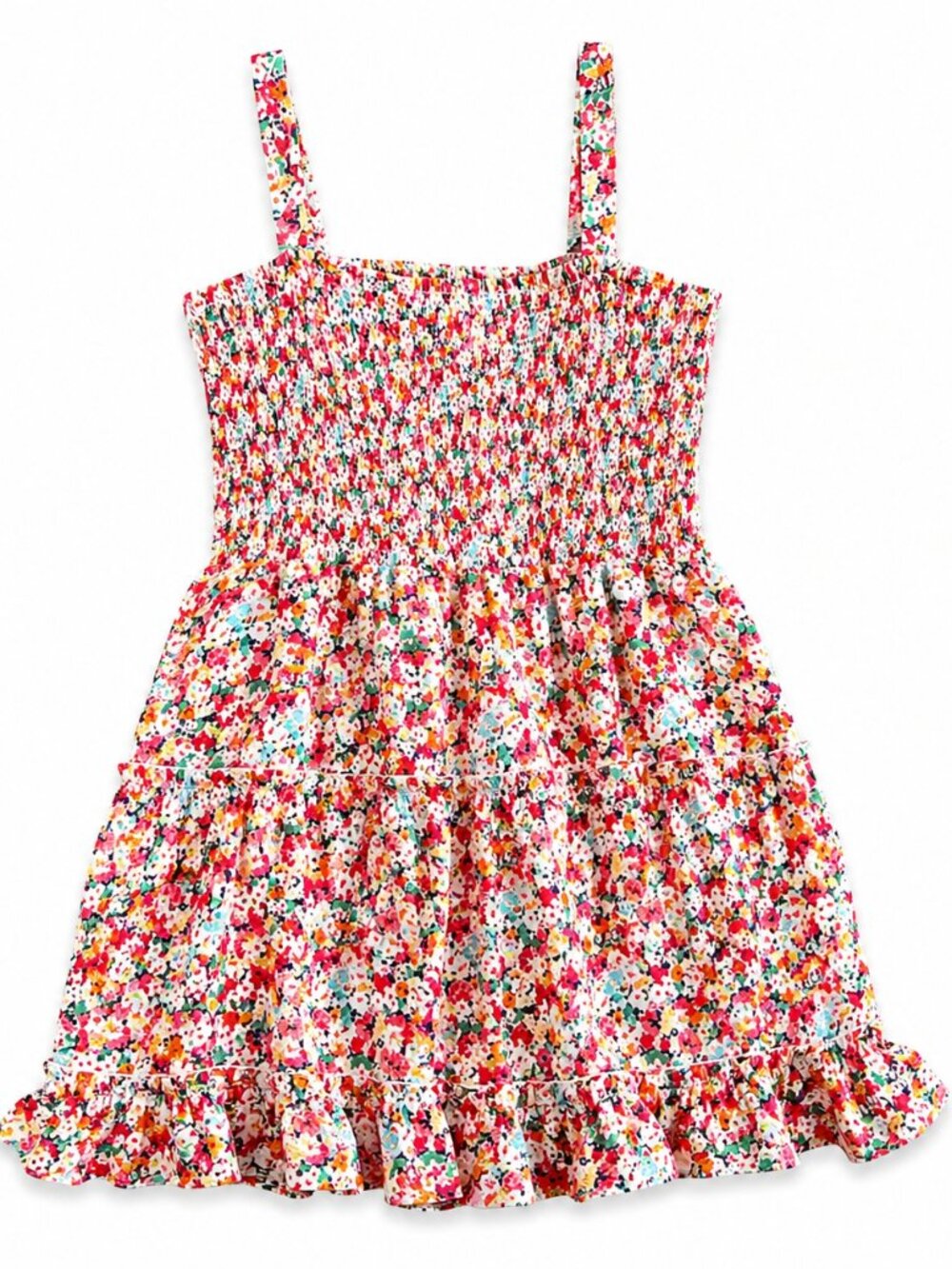 Jessica Simpson Floral Smocked Dress | Size Large | Ruffle Hem